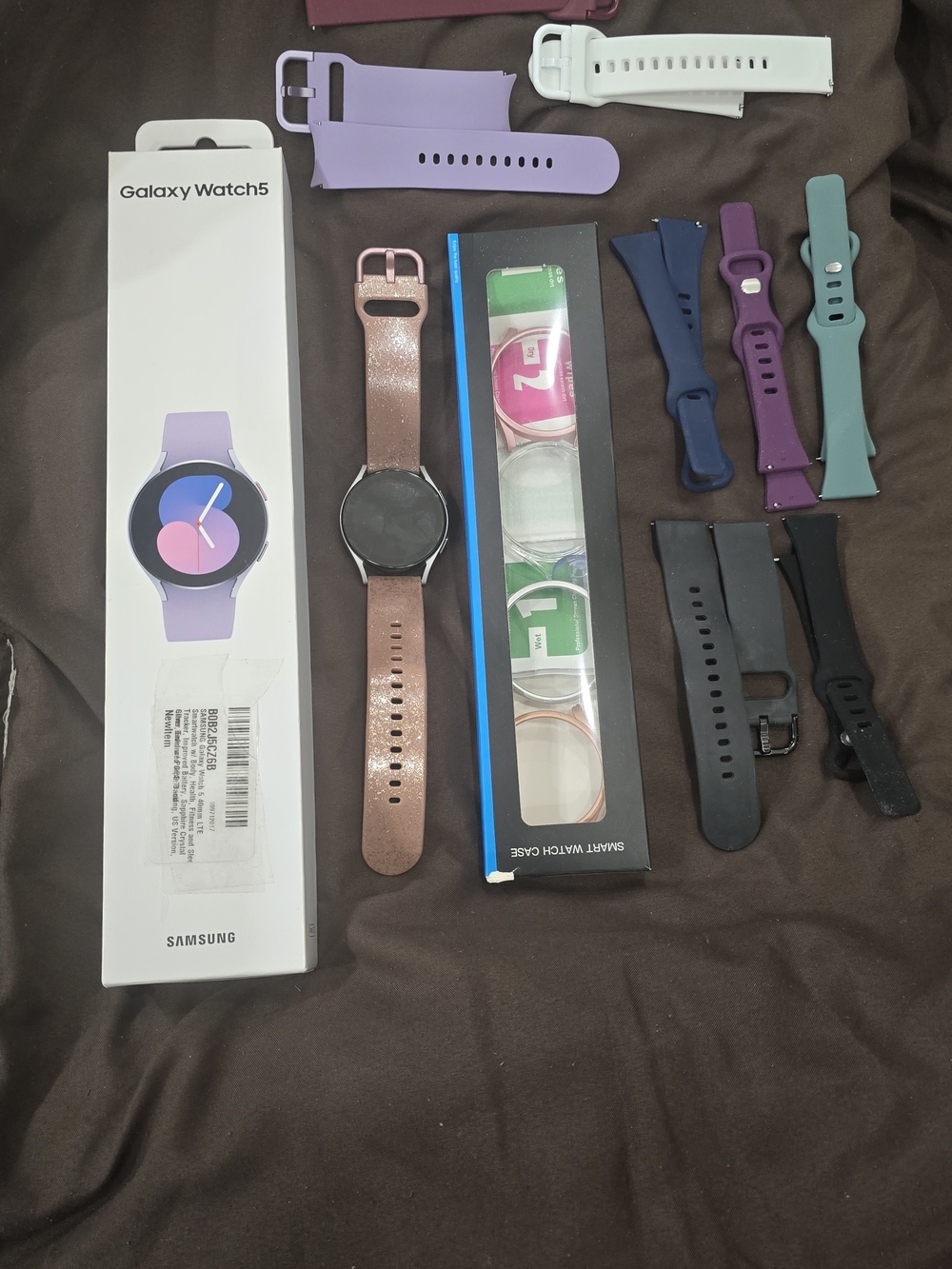 Samsung Watch5 with Assorted Bands in Purple, Pink, Teal, Black, White